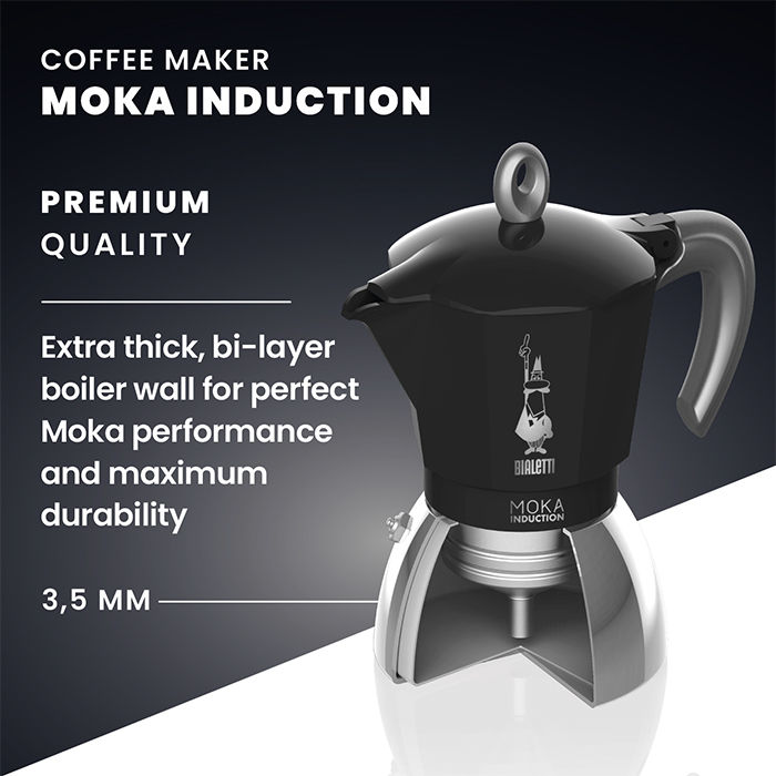 Bialetti Moka Induction Black 6 Cups 